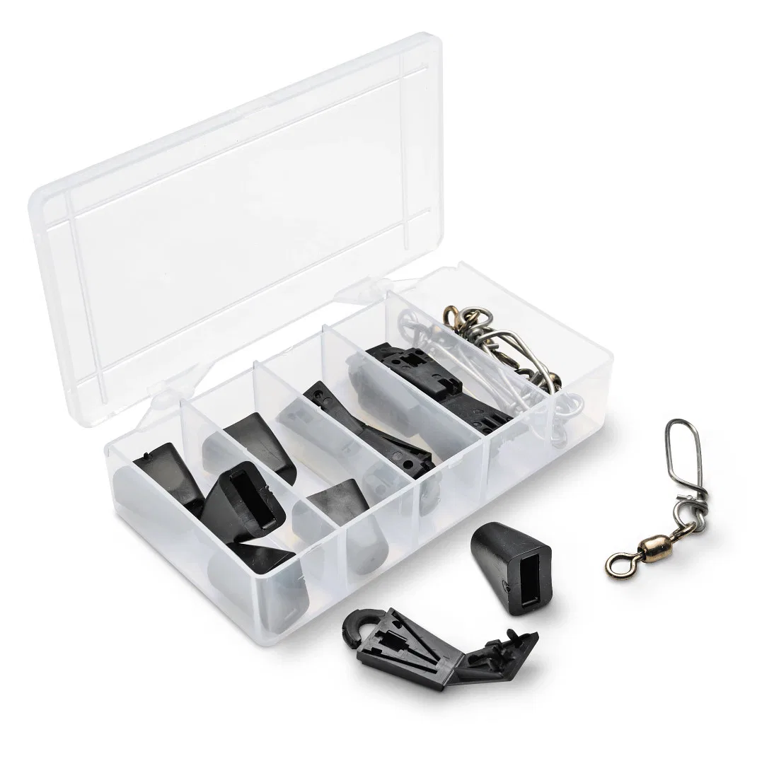 2250002 – CANNON Downrigger Cable Terminator, Black Plastic Set Of 6 With Six Stainless Steel Snap Swivels And Six Cu...